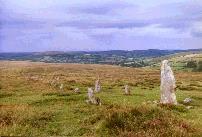Hurston Ridge stone row, Dartmoor (Photo: August 1987)