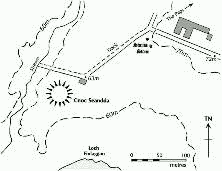 Map showing the locations of Cnoc Seandda and the standing stone beside Loch Finlaggan