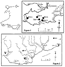 Location map of Neolithic tombs in Glamorgan and Gwent counties, South Wales
