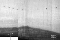 Montage showing the Nellis UFO flying in front of the distant mountain range at the start of the S-30 footage (40 KB)