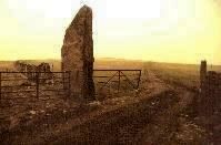 Carreg Bica standing stone, Neath-Port Talbot, photographed in January 1987 (65 KB)
