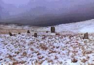 Cerrig Duon stone circle, Powys, photographed in March 1987 (97 KB)