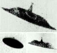The Rouen flying disk (Lower left) and the flying disk photographed at McMinnville, Oregon in 1950 (45 KB)