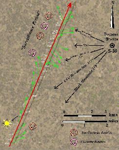 Simplified model showing the Nellis UFO's ground track as it passes the S-30 tracking station (click for larger image)