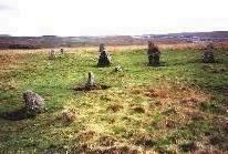 Ringmoor Down stone circle and stone row, Dartmoor (Photo: April 2003)